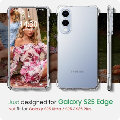 for Galaxy S25 Edge Case, Ultra [Slim Thin] Flexible Scratch Resistant Clear TPU Gel Rubber Soft Skin Silicone Protective Phone Case Cover for Samsung Galaxy S25 Edge (Clear) - size: S25 edge