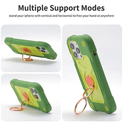 MARKILL Compatible with iPhone 14 Pro Case 6.1 Inch with Built-in Ring Stand, Military Grade Drop Protection Full Body Rugged Heavy Duty Case 3 in 1 Protective Durable Cover Avocado - color: Avocado, size: iPhone 14 Pro 6.1"
