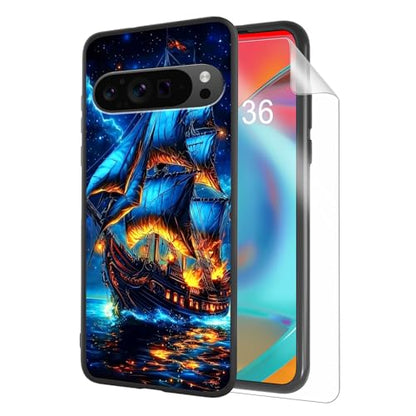 for Google Pixel 9 Pro XL Phone Case TPU Shockproof Full Body Protection Cover 6.8" Majestic Pirate Ship for Pixel 9 Pro XL Lightweight Compatible Wireless Charging Screen Protector Film - color: Majestic Pirate Ship