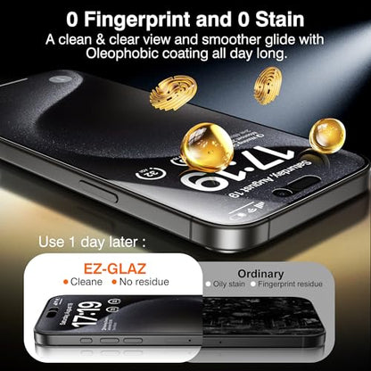 EZ-GLAZ-4+2 Pack for iPhone 15 Pro Max Privacy Screen Protector (6.7") - size: iPhone 15 Pro Max