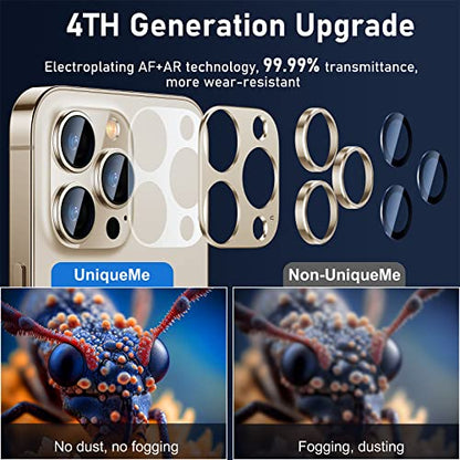 UniqueMe for iPhone 13 Pro/iPhone 13 Pro Max Camera Lens Protector - Gold - color: Gold