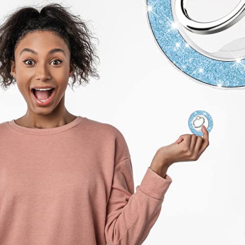 Magnetic Phone Ring Holder for magsafe, Glitter Magnetic Grip Compatible with iPhone 17 16 15 14 13 12 Pro max,Pro,Plus,Mini, Pixel 10 Series Mag Safe Accessories, Kickstand,Grey Blue - color: Glitter Grey Blue