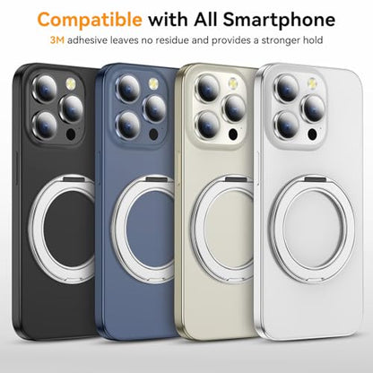 360° Rotation Cell Phone Ring Holder Stand Compatible iPhone & Most Phones - color: Silver