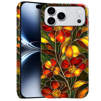 Compatible with iPhone 17 Pro Max,Anti-Scratch Glossy Case Cover,Stained Glass Flower 03 - color: Stained Glass Flower 03, size: IPhone 17 Pro Max