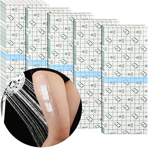50 Pcs Waterproof Shower Protector Bandage 4"x10" for Post Knee Replacement Hip Surgery Long Surgical Incision Larger Wounds Cover C-Section Transparent Film Clear Adhesive Dressing Bath Patch - size: 4x10 Inch (Pack of 50)