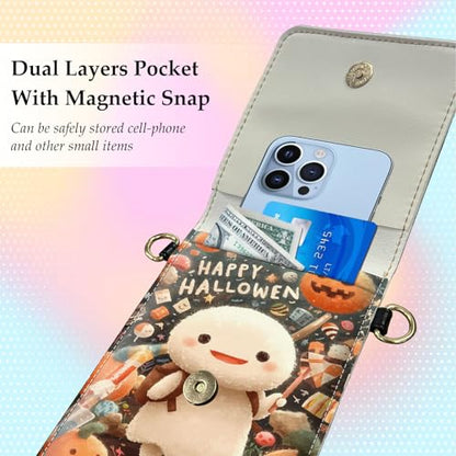 Small Crossbody Bags for Women Touchscreen Cell Phone Bag Cross Body Purses with adjustable Strap,Gifts For Teenage Girls - color: Happy Halloween Ghost
