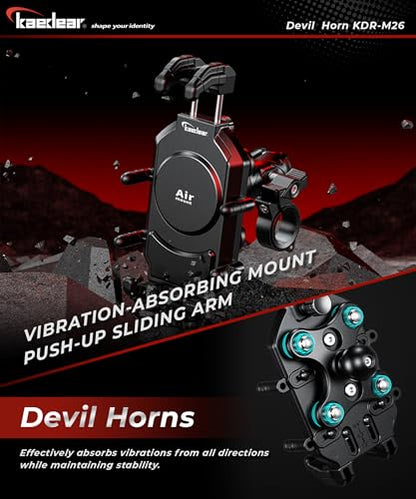 Kaedear Vibration-Resistant Motorcycle Phone Mount, KDR-M26C - style: Standard / 1" Ball