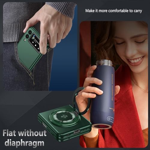 Magnetic Case for Samsung Galaxy Z Flip 3, [Compatible with MagSafe] Military Grade Shockproof Slim fit Samsung Z Flip 3 Phone Case with Magnetic Ring Kickstand, Green - color: Green, size: Samsung Galaxy Z Flip 3