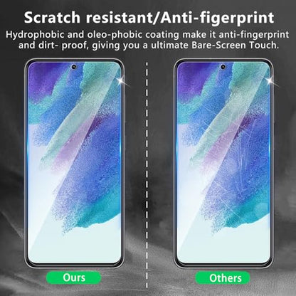 3 Pack Screen Protector Designed for Samsung Galaxy S21 FE with 3 Pack Tempered Glass Camera Lens Protector,Ultra HD Clear,9H Hardness,Easy Install - Case Friendly,Scratch Resistant - color: Galaxy S21 FE 33