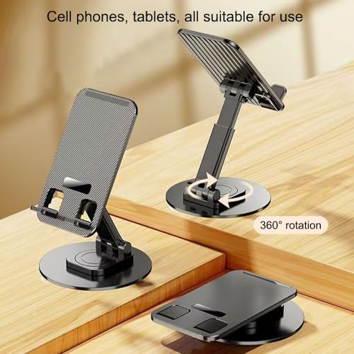 Cell Phone Stand 2 Pack,Angle Height Adjustable Cell Phone Holder for Desk,Foldable Desktop Phone Holder Cradle Dock with Silicon Pad Compatible with All Mobile Phones (Black + White)