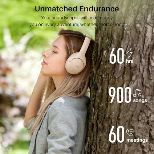 TOZO Hybrid Active Noise Cancelling Headphones, Hi Res Audio - color: Khaki