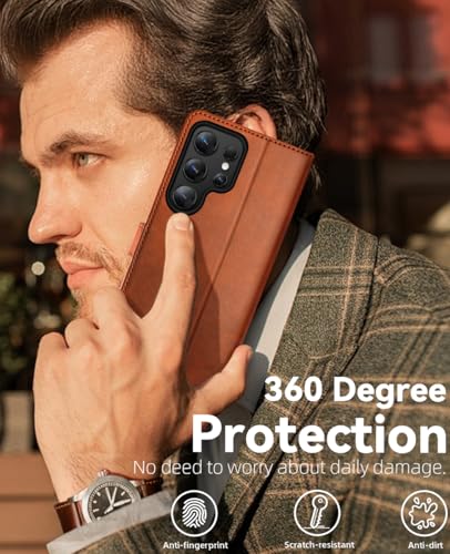 OCASE Compatible with Galaxy S25 Ultra Wallet Case, PU Leather Flip Folio Case with Card Holders RFID Blocking Kickstand [Shockproof TPU Inner Shell] Protective Phone Cover 2025, Brown - color: Brown, size: Samsung Galaxy S25 Ultra