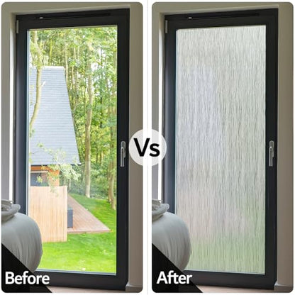 VELIMAX Frosted Window Privacy Film Non Adhesive Window Cling Removable Glass Covering Clear Water Opaque Window Film for Home Anti UV 17.7x78.7 inches - color: Translucent, size: 17.7"x78.7" (45x200cm)