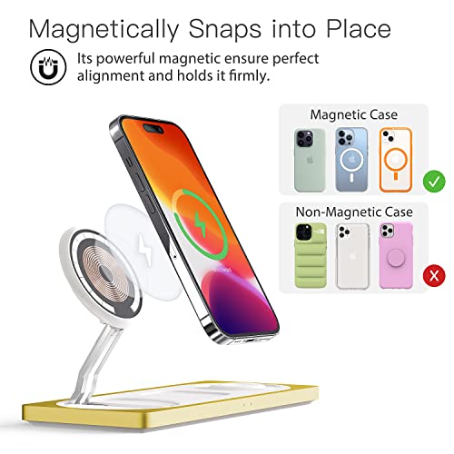 PETINO 3 in 1 Wireless Charging Station for Apple Devices with MagSafe - color: Yellow