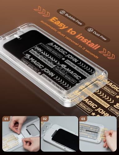 MAGIC JOHN 3rd Gen for iPhone 17 Pro Screen Protector, Easy Installation | 2 Pack Shatterproof Tempered Glass, 6.3 Inch Auto Dust-Elimination, Bubble Free, HD Clear - size: iPhone 17 Pro 6.3inch
