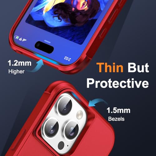SKYLMW Compatible with iPhone 16 Pro Case with Stand,Red | iPhone 16 Pro Phone Case 6.3",Magnetic Ring Stand,Compatible with MagSafe,Military-Grade Protection,Great Grip Feeling - color: Red, size: Iphone 16 Pro