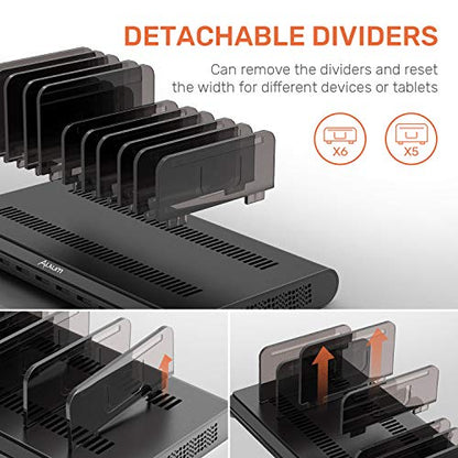 Alxum Multi USB Charging Station, 10 Port Fast Phone Tablet Charger Dock - size: 60W (10 Ports)