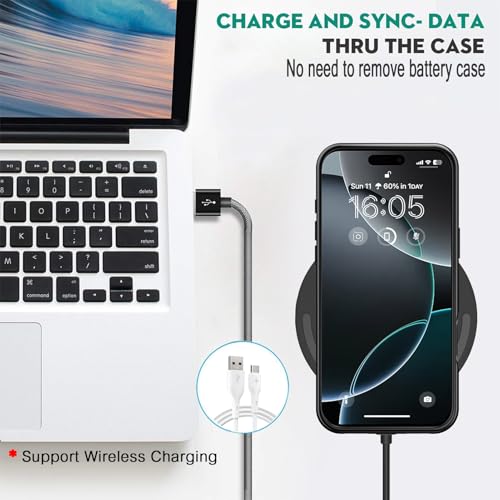 Wireless Charging Case for iPhone 16 Pro,10000mAh High Capacity Portable Rechargeable Extended Battery Case Qi Wireless Charging with iPhone 16 Pro (6.3 inch) Extended Battery Charger Case (Black) - size: iPhone 16 Pro (6.3 inch)