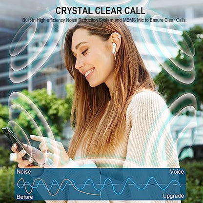Wireless Earbuds, Bluetooth 5.4 Headphones, 50H Playtime in Ear Earphones - color: White