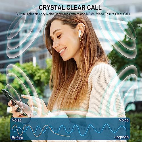 Wireless Earbuds, Bluetooth 5.4 Headphones, 50H Playtime in Ear Earphones - color: White