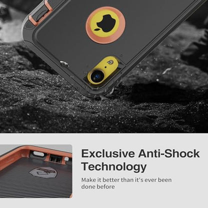 for iPhone XR Case, Heavy Duty Protective Case with [3 Layers] Rugged Rubber Shockproof Protection Cover for iPhone XR 6.1"(Black/Orange)