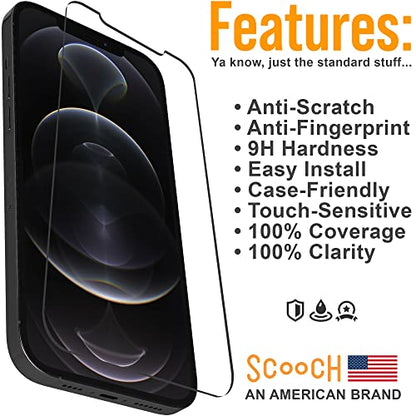 Scooch® Tempered Glass Multipack for iPhone 12 Pro Max, 3 Screen Protectors and 2 Camera Lens Protectors, Premium 9H Tempered Glass, Anti-Scratch, Anti-Fingerprint, Impact Resistant - size: iPhone 12 Pro Max