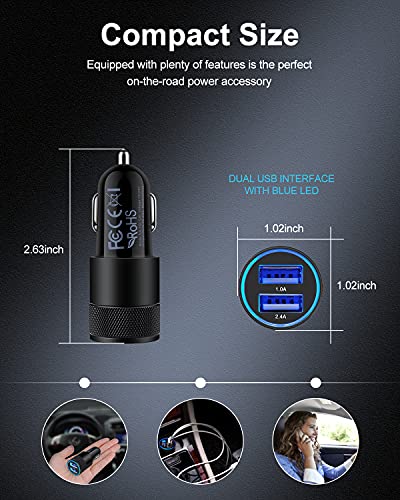 [5pcs] Car Charger Adapter, USB Multi Port Cigarette Lighter Fast Charging