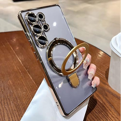 LXK Magnetic for Samsung Galaxy S26 Ultra Case with Stand, Compatible with MagSafe, with Camera Protector, Clear Luxury Military-Grade Drop Protection iPhone Case for Galaxy S26 Ultra 6.9" Gold - color: Gold