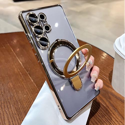 LXK Magnetic for Samsung Galaxy S26 Ultra Case with Stand, Compatible with MagSafe, with Camera Protector, Clear Luxury Military-Grade Drop Protection iPhone Case for Galaxy S26 Ultra 6.9" Gold - color: Gold