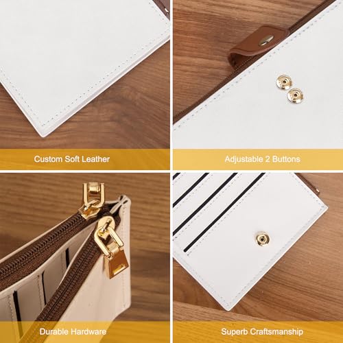 Travelambo RFID Wallet Women Large Size Bifold Multi Card Wallet Case with Zipper Pocke Credit Card Holder for Women - color: Beige & Brown