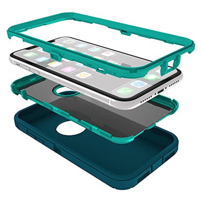 MXX Compatible with iPhone Xr Case, 3-Layer Super Protective Full Heavy Duty Body Tough Rugged Bumper Cover, Shock & Dust Proof, Designed for Apple Xr Phone Case 6.1" Turquoise - color: Turquoise