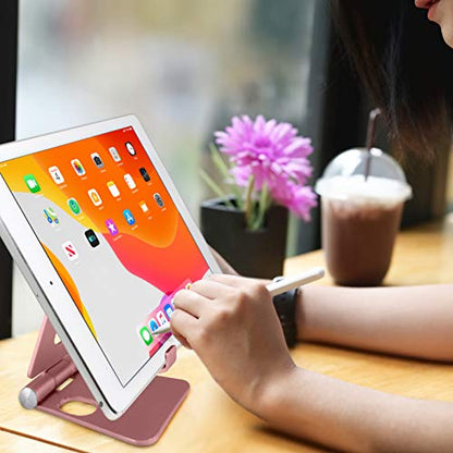 Aduro U-Rise XL Adjustable Aluminum Tablet Stand iPad Holder Foldable Phone Stand Compatible with iPhone iPad Pro 11, 9.7, 10.5 Air Mini 4 3 2, Nexus, Tab, E-Reader (4-12") Rose Gold - color: Rose Gold