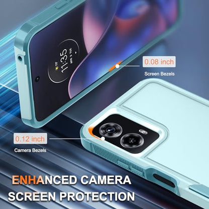Case Compatible with Moto G 5G 2024, Full Body Heavy Duty Rugged Shockproof Protective Phone Cover with Lanyard Strap, Tempered Glass Screen Protector, Mint Green | with Tempered Glass Screen Protector+Lanyard Strap,Rugged Shockproof Protective Phone Case