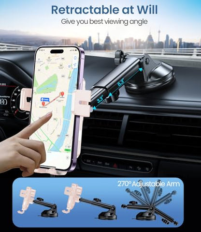 Wireless Car Charger 15W Fast Charging Dash Windshield Vent Car Mount - color: Light pink