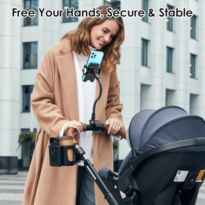 EEEKit Gooseneck Wheelchair Phone Holder - Cell Phone Handlebar Clamp Mount