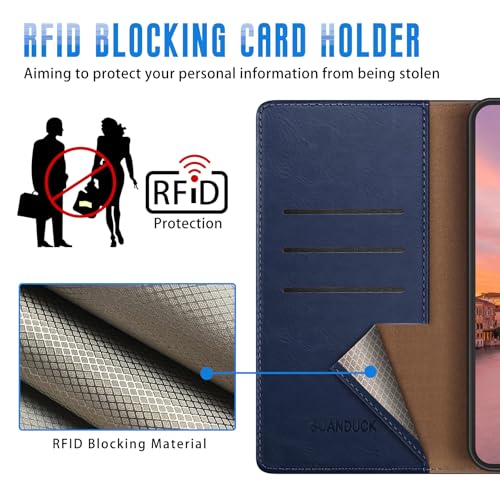 Wallet Case for Samsung Galaxy S25 Ultra, Blue | RFID-Blocking Card Holder, Kickstand, Magnetic Closure, PU Leather Folio Flip Cover, Protective Women Men Cases - color: Blue, size: Samsung Galaxy S25 Ultra