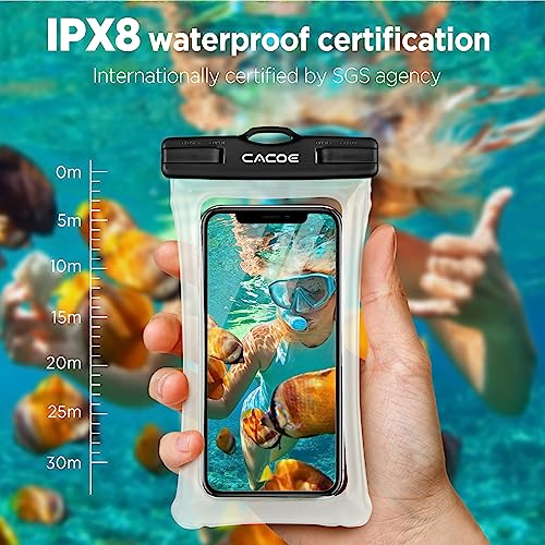 CACOE Floatable Waterproof Phone Pouch 2 Pack Up to 7.0",Black+Black-1 | Floatable, IPX8 Waterproof Phone Case,Adjustable Lanyard,Dry Bags for Beach/Cruise/Travel/Camping/Kayak/Vacation Essentials - color: Black+Black-#2