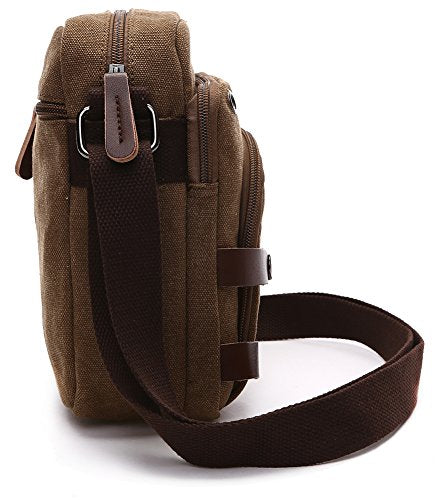 Mini Crossbody Bags for Women and Men - Small Purses and Handbags - Travel Bag - Canvas Shoulder Purse - color: Coffee