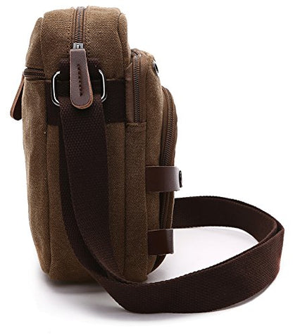 Mini Crossbody Bags for Women and Men - Small Purses and Handbags - Travel Bag - Canvas Shoulder Purse - color: Coffee