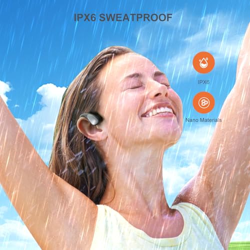 Bone Conduction Headphones - Bluetooth 6.0 Open Ear Headphones, Comfort Fit Wireless Headphones with Mic, 10hrs Playtime, IPX6 Sweatproof, Lightweight,Premium Loud Sound for Running,Sport,Travel