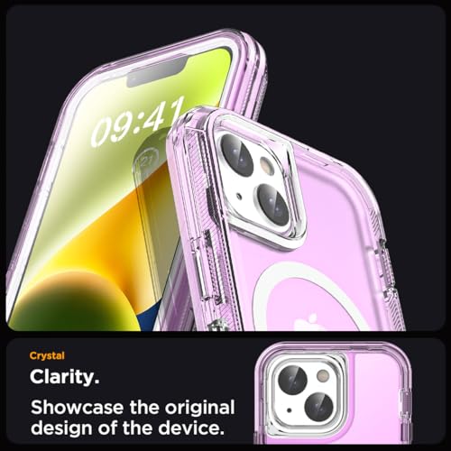 AICase for iPhone iPhone 16e/13/iphone 14 Case Clear Compatible with MagSafe 3 in 1 Heavy Duty Drop Protection Full Body Rugged Shockproof/Dust Proof 3-Layer Military Protective Tough Durable 6.1" - color: Purple with Magsafe, size: iphone 13/14/16e