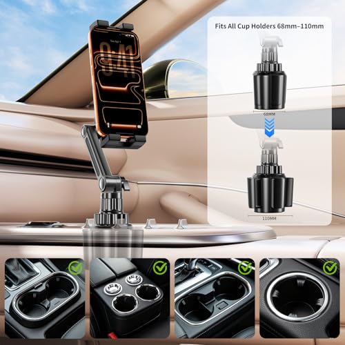 Tablet Holder for Car, Adjustable ipad car mount with Depth Large Clamp - style: Cup Tablet holder