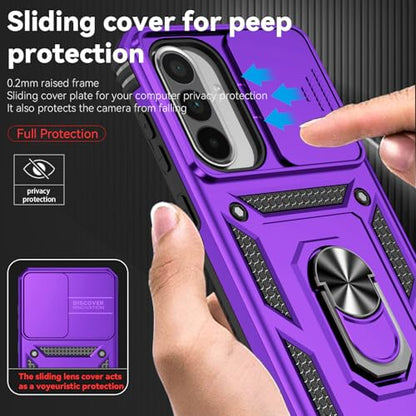 for Samsung Galaxy A36 5G Case with Slide Camera Cover HD Screen Protector [Military Grade 16ft. Drop Tested] Magnetic Ring Holder Kickstand Protective Phone Case for Galaxy A36 5G 2025, Purple - color: Purple w/ Slide Camera 2nd gen. Military Grade