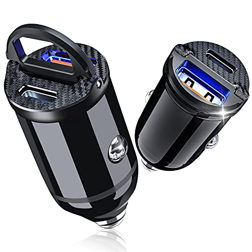 ELECTOP USB C Car Charger, Smallest Cigarette Lighter USB Charger Adapter 30W PD & 30W QC3.0 4.8A Dual Port Fast Car Charger Adapter Flush Fit Compatible with iPhone 12 iPad MacBook Samsung 2 Pack