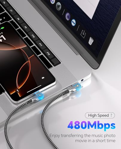 90 Degree Lightning Cable with 180° Rotating iPhone Charger Head - 6.6FT Right Angle Lightning Cable Swivel Charger Cord with MFi, 2.4A Fast Charging, Data Sync, Apple Carplay for iPhone14 13 12 11 X