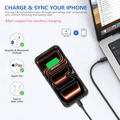 BOPPS Battery Case for iPhone 17 Pro Max 【Support Carplay 】 Powerful 8500mAh Portable Charger Case 360°Protection Rechargeable Extended Charging case for iPhone 17 Pro Max 6.9inch，Black