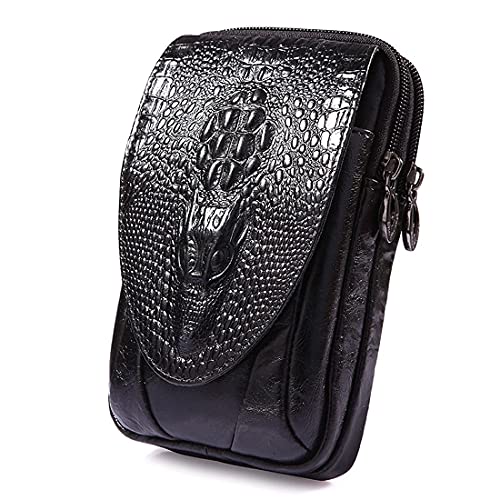 Crocodile Leather Phone Belt Bag Waist Pack for Men Travel Outdoor Casual Cellphone Loop Holster Case Money Coin Mini Pouch Purse Wallet Black - color: #04black
