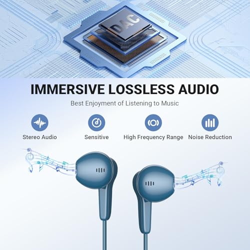 USB C Headphones Wired for iPhone 17 Air 16 15 18 Pro Max Duo Plus, Blue - color: LakeBlue