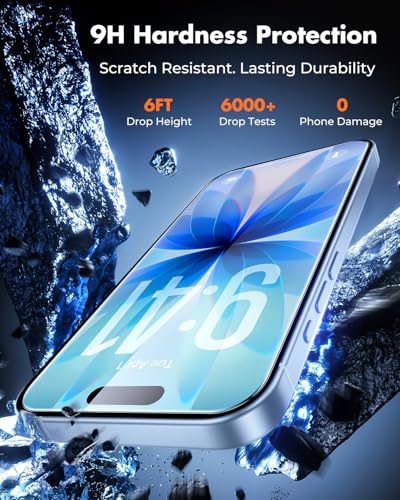 UNBREAKcable 4-Pack iPhone 17 Screen Protector, 9H Hardness | 9H tempered glass | 99.99% HD clarity | Double Shatterproof|alignment frame easy install | case-friendly - size: iPhone 17