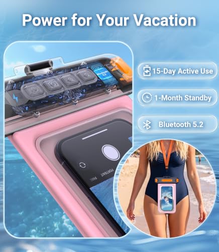 IP68 Bluetooth Shutter Waterproof Phone Pouch Case,Floating,Pink | Hands-Free Photo & Video Underwater Control.Large Waterproof Phone Case Universal Fit for 8.5" Phone(iPhone Samsung Google) - color: Pink